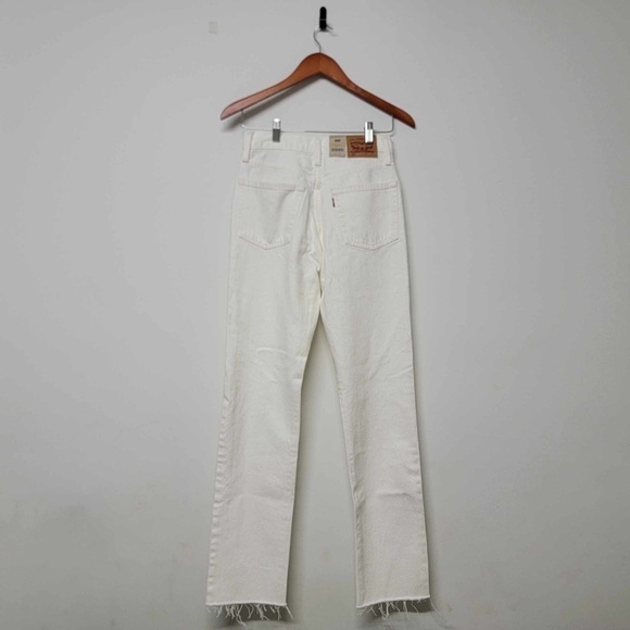 Levis 501 Original Non Stretch High Rise Button Fly Jeans in Destructed White 24 - Picture 3 of 6